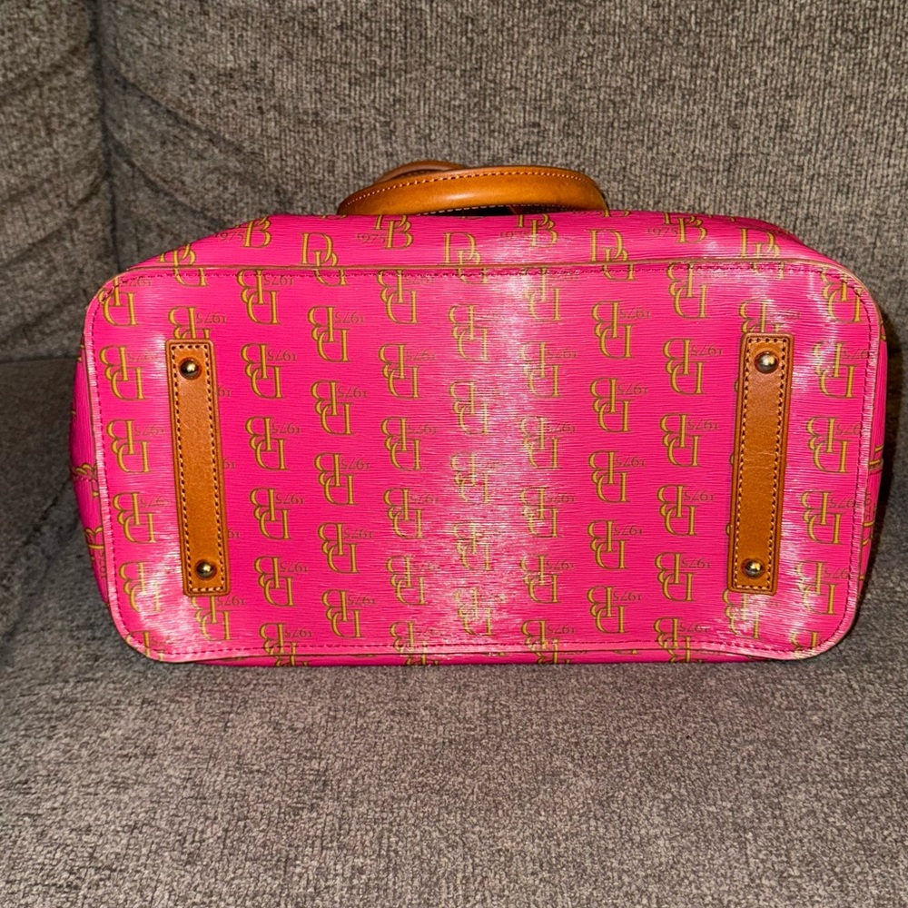 Dooney & Bourke Fuchsia Satchel with Camel Handles - Picture 3 of 9